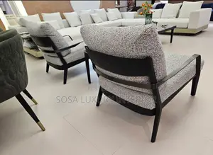 Luxury Modern Armchair With Speckled Fabric and Black Wooden Frame