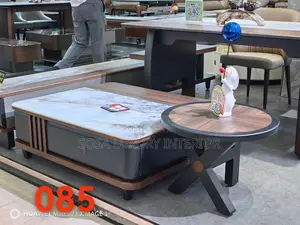 Luxury Modern Center Table With Marble Top and Wooden Accents
