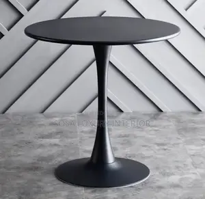 Modern Black Round Restaurant Table With Pedestal Base