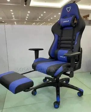 Urgle Blue and Black Gaming Chair With Footrest
