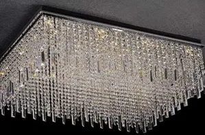 Luxury Rectangular Crystal Mount Chandelier Modern Led Ceiling Light