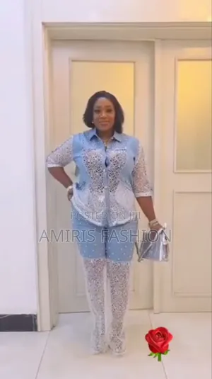 Unique Denim Two-Piece With Lace Design