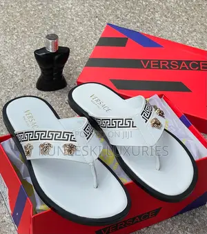 Original Versace White Leather Slippers