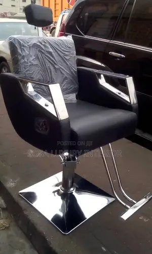 Modern Black Salon Barber Chair With Chrome Base