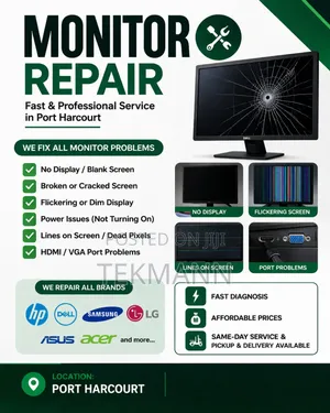Monitor Repair in Port Harcourt | Screen Fix, No Display, Flickering!