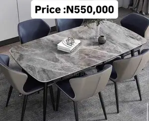 Sintered Stone Dining Set - 6 Seater (Blue Grey Chairs)