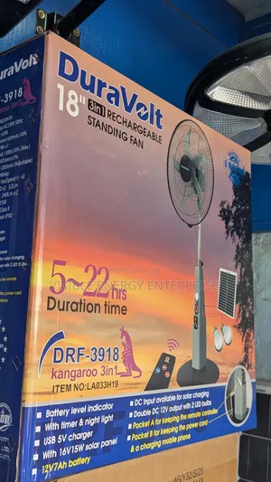 Duravolt 18" 3-in-1 Rechargeable Standing Fan (Model DRF-3918)