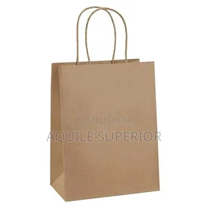 A4 Brown Kraft Paper Bags, 110gsm, Craft Handles, 8.5x5x11.5in - 50pcs