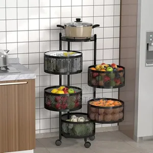 5 Layer Round Shape Kitchen Storage Rack, Rotating Rack, Fruit Basket