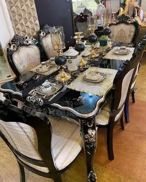 Brand New Luxury Ornate Classical Dining Set With Carved Wood