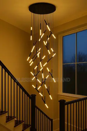 Led Modern Living Room, Staircase Adjustable Chandelier Light