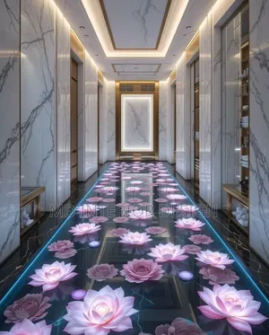 Realistic Luxury Floral Epoxy Floor Design Inspiration