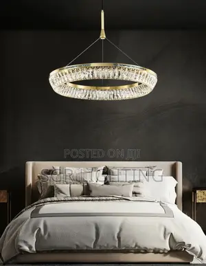 Art Deco Round 3 Layer Led Dimmable Silver Gold Crystal Lamparas