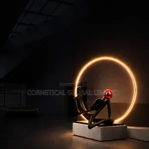 Luxury Human Sculpture Led Ring Lamp