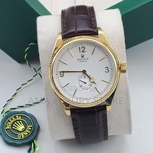 Rolex Genuine Leather Luxury Men's Wristwatch