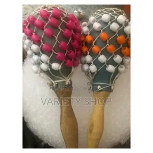 Pair Of Beaded Shekere Musical Instruments