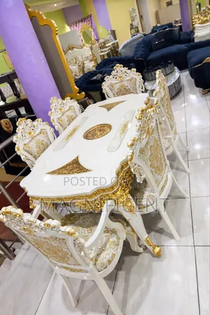 Premium Royal White Gold Dining Table Set (6-Seater Luxury Design)