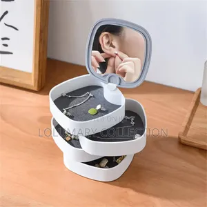 Rotating Jewelry Organizer With Mirror – 4 Layer Storage Case