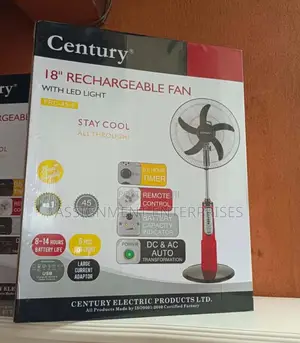 Century 18 Rechargeable Fan With Led Light