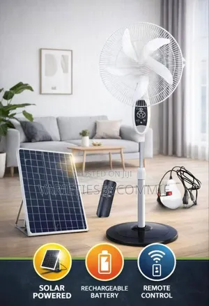 16 Inches Solar Rechargeable Standing Fan With Bulb and Remote