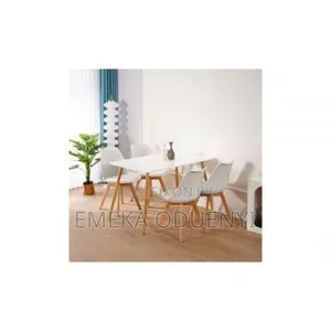 Rectangular Beechwood Dining Table With 4 Sitting Chairs