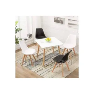 Dining Table With Wooden Legs 4 Plastic Dinning Chairs