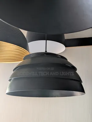 Modern Nordic-Style Black Metal Multi-Layered Pendant