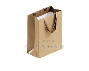 Brown A4 Medium Kraft Paper Bag Ribbon Handle Portrait
