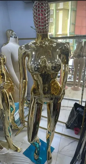 Female Gold Chrome Display Mannequin With Basket Head