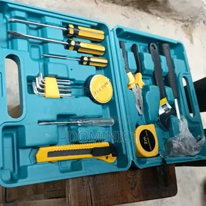 16-Piece Household Hand Tool Kit in a Blue Plastic Storage Case.