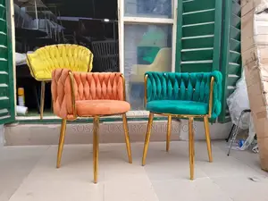 Premium Imported Luxury Velvet Dining Chair With Gold Legs