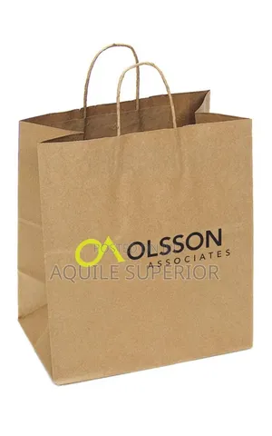 A4 Brown Medium Craft Paper Bag With Craft Handle, 2-colours Printing