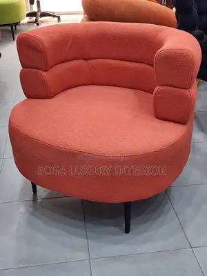 Brand New Red Bouclé Curved Armchair