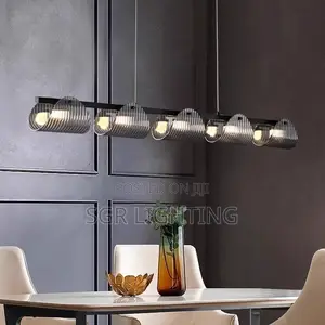 Black Italian Pendant Light, Round Glass Chandelier for Living Room