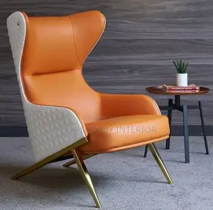 Brand New Orange Wingback Armchair With Gold Legs