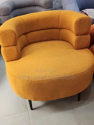 Brand New Yellow Bouclé Curved Armchair