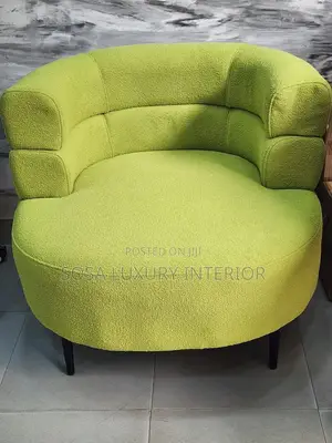 Brand New Lime Green Bouclé Curved Armchair
