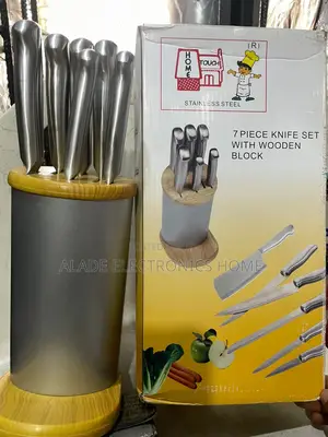 7pcs Knife Set With Wooden Block. (Stainless Steel)