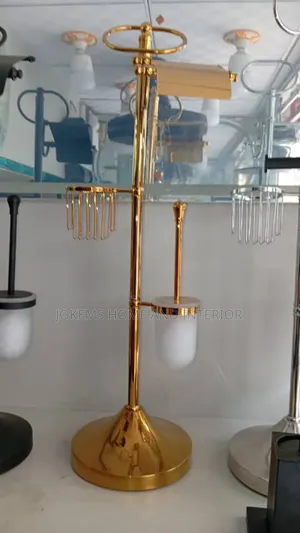 Luxury Gold Standing Toilet Paper Holder Set