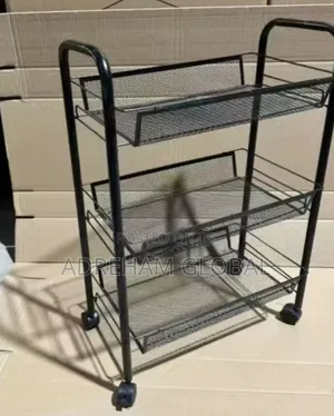 3-Tier Heavy-Duty Mesh Mobile Storage Cart With Hooks Wheels