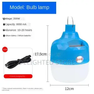 Rechargeable Lamp Bulb 3 Mode Portable Camping Light 200w