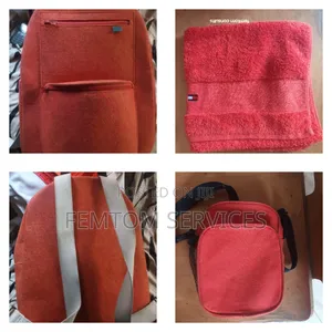 Tommy Hilfigier Face Towel, Backpack by MRKT and Orange Crossbag