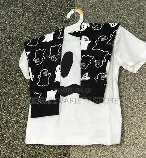 Stylish Kids 2-in-1 Cartoon Print T-Shirt (Black White)