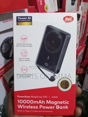Itel 10,000mah Wireless Powerbank (15w - 22.5w) With Built in Cable