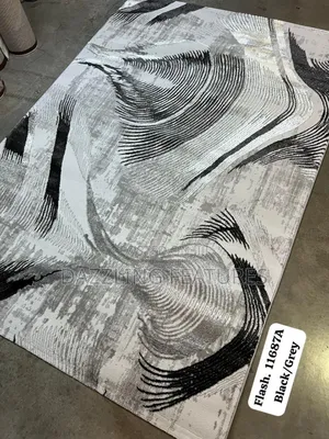 Original Turkish Flash 4by6 Center Rug - Luxury Black Grey Design
