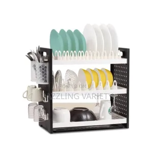 Qasa New Rustless 3 Tier Plastic Dish Drainer Plate Rack