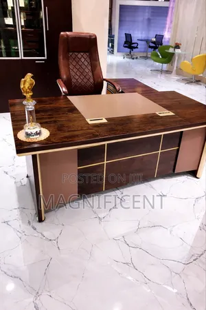 Premium Luxury Executive Office Desk (Modern Design With Gold Finish)