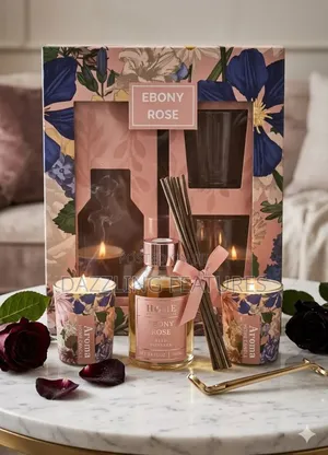 Ebony Rose Home Fragrance Set – Luxury Reed Diffuser Scented Candles