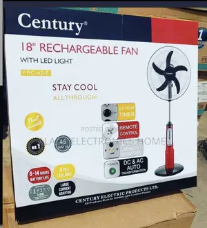 Century Rechargeable Fan 18” 3yrs Warranty