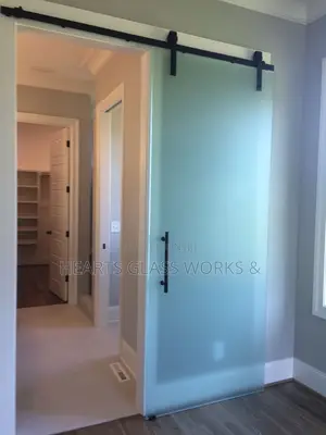 Barn Glass Door Installed With Full Frost Finish